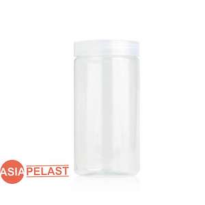 ظروف پت آسیا پلاست ظرف جار یک کیلویی استوانه پلاستیکی