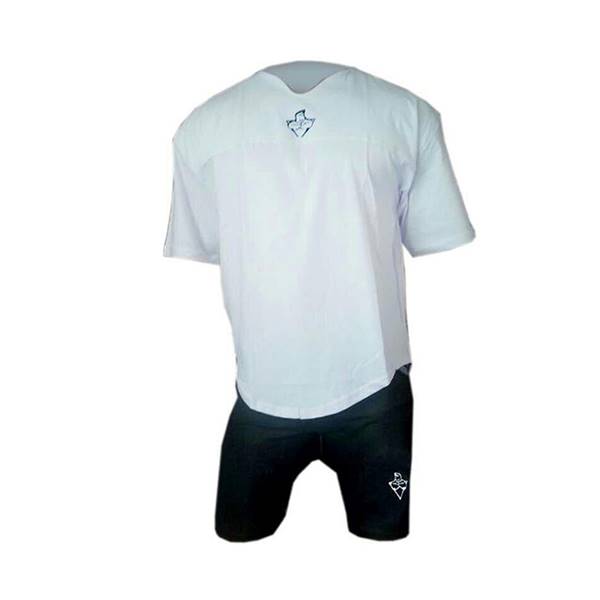 تی شرت یقه گلابی و شلوارک نخی بدنسازی پیراهن و شورت ورزشی نعیمی