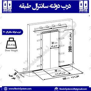 قطعات آسانسور نوین سیستم درب دولته سانترال 70 طبقه آسانسور نوین سیستم