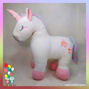 عروسک پولیشی اسب تکشاخ unicorn سفید سایز ۱۸۰ کد CA0426 لوازم کادویی امید