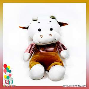  عروسک پولیشی گاو سفید سایز ۶۰ کد CA0058