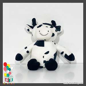 لوازم کادویی امید  عروسک پولیشی گاو سفید خال دار سایز ۲۰ کد CA0119