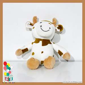 لوازم کادویی امید  عروسک پولیشی گاو سفید خال دار سایز ۲۰ کد CA0120