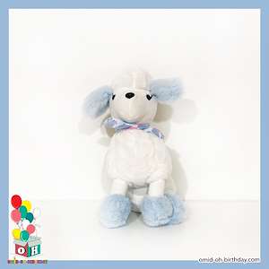 عروسک پولیشی سگ پودل سفید آبی سایز ۲۵ کد CA0235