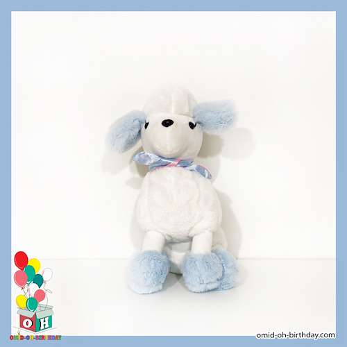 عروسک پولیشی سگ پودل سفید آبی سایز ۲۵ کد CA0235