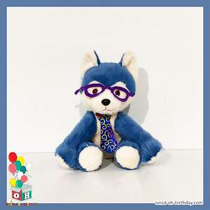 عروسک پولیشی سگ آبی عینکی سایز ۲۳ کد CA0244