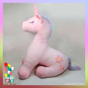 لوازم کادویی امید  عروسک پولیشی اسب تکشاخ unicorn صورتی سایز ۱۸۰ کد CA0268