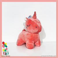  عروسک پولیشی اسب تکشاخ unicorn گلبهی سایز ۲۵ کد CA0286