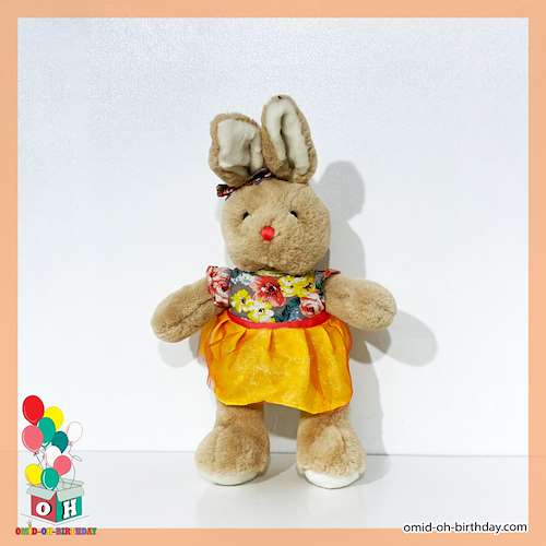  عروسک پولیشی خانوم خرگوش نارنجی پوش سایز ۲۳ کد CA0296