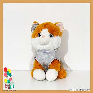 لوازم کادویی امید  عروسک پولیشی گربه ملوس لباس نقره ای سایز ۲۵ کد CA0366