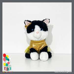 لوازم کادویی امید  عروسک پولیشی گربه ملوس لباس طلایی سایز ۲۵ کد CA0368