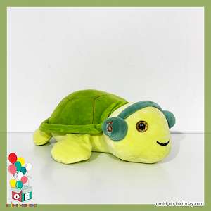 لوازم کادویی امید  عروسک پولیشی لاکپشت هدفون دار سبز سایز ۲۵ کد CA0381