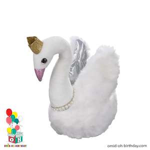 لوازم کادویی امید  عروسک پولیشی قوی تاج دار سفید White swan کد CA0436