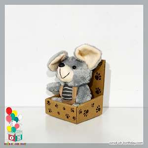  عروسک پولیشی موش جعبه ای طوسی دوبنده پوش سایز ۱۵ کد CA0433 لوازم کادویی امید