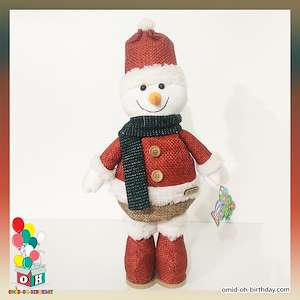  عروسک پارچه ای آدم برفی پایه دار قرمز سایز ۴۰ کد CA0154 لوازم کادویی امید