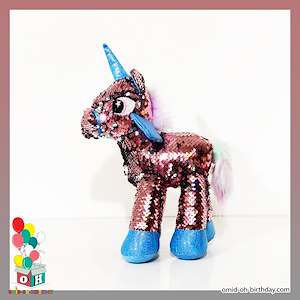 لوازم کادویی امید عروسک پولکی اسب تکشاخ مسی سایز ۲۵ کد CA0255