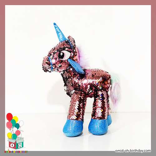 عروسک پولکی اسب تکشاخ مسی سایز ۲۵ کد CA0255