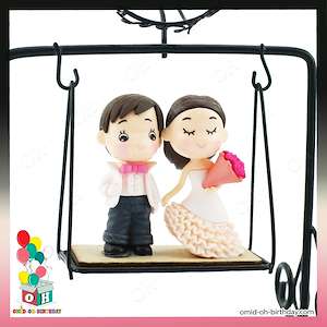 لوازم کادویی امید  تاب چراغ دار طرح ازدواج عروسکی کد P0026