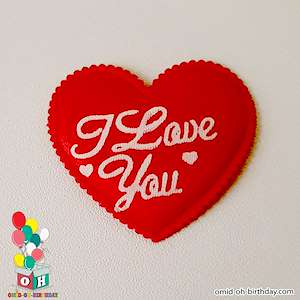 لوازم کادویی امید  ​قلب ساتن بزرگ قرمز طرح I Love You سایز ۴.۵ کد G0055