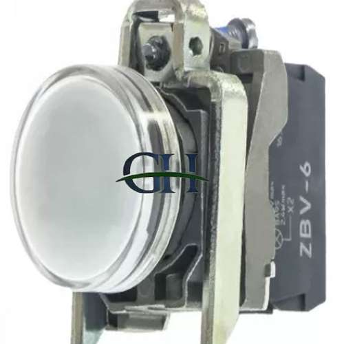 چراغ سیگنال فلزی سفید اشنایدر الکتریک با LED داخلی 24 ولت AC و DC