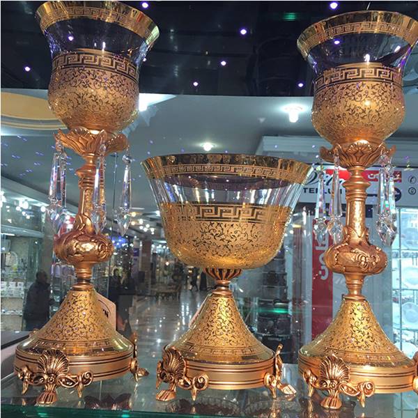 گالری آذین شمعدان و کاسه آجیل طرح شیراز طلائی